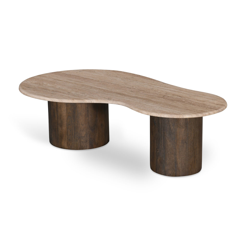 1.2m Travertine Top Venezia Coffee Table - Walnut