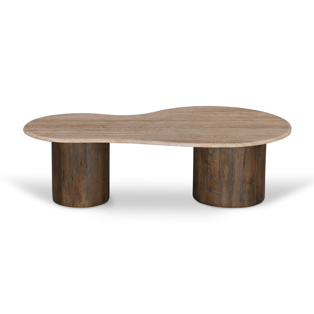 1.2m Travertine Top Venezia Coffee Table - Walnut