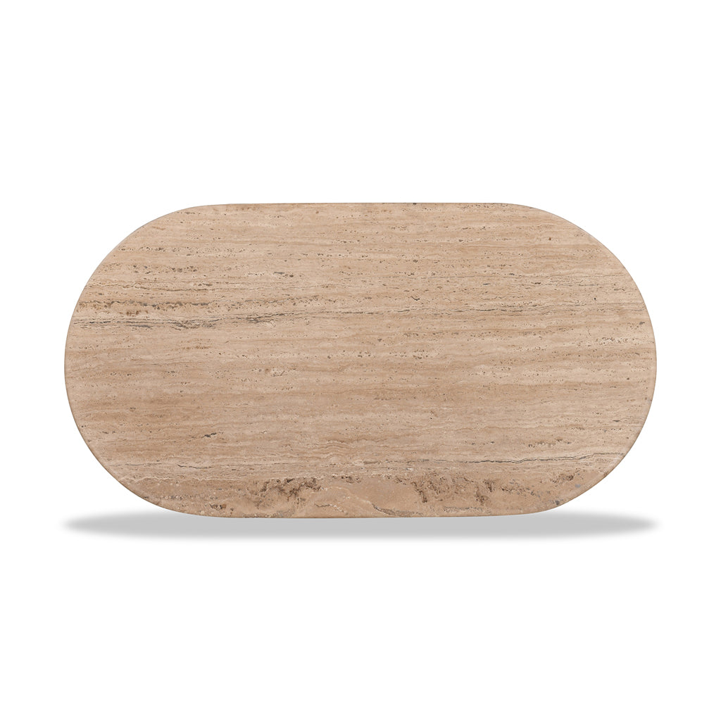 1.2m Travertine Top Oval Venezia Coffee Table - Walnut