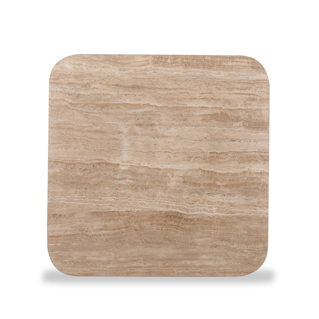 90cm Travertine Top Venezia Coffee Table - Walnut