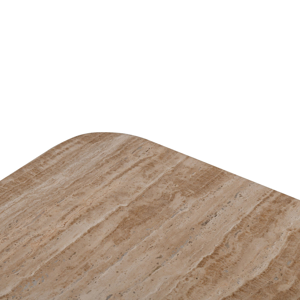 90cm Travertine Top Venezia Coffee Table - Walnut