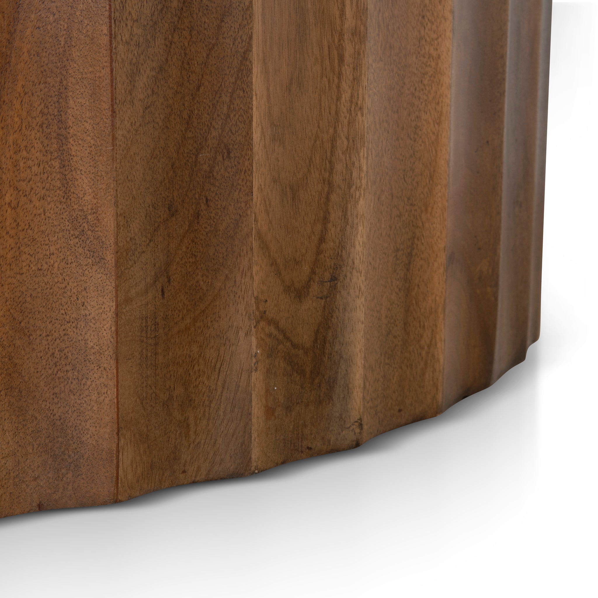 89cm Travertine Top Round Venezia Coffee Table - Walnut
