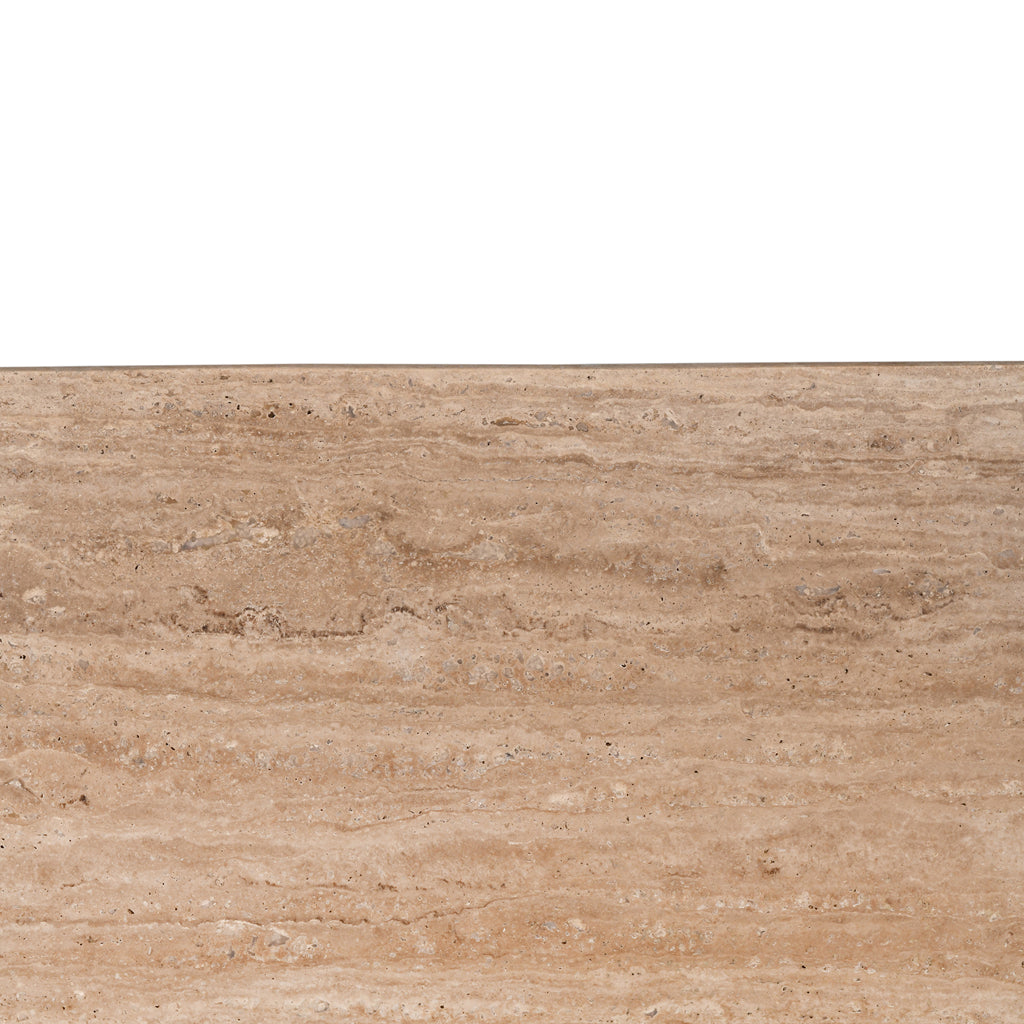 1.2m Travertine Top Venezia Coffee Table - White Base