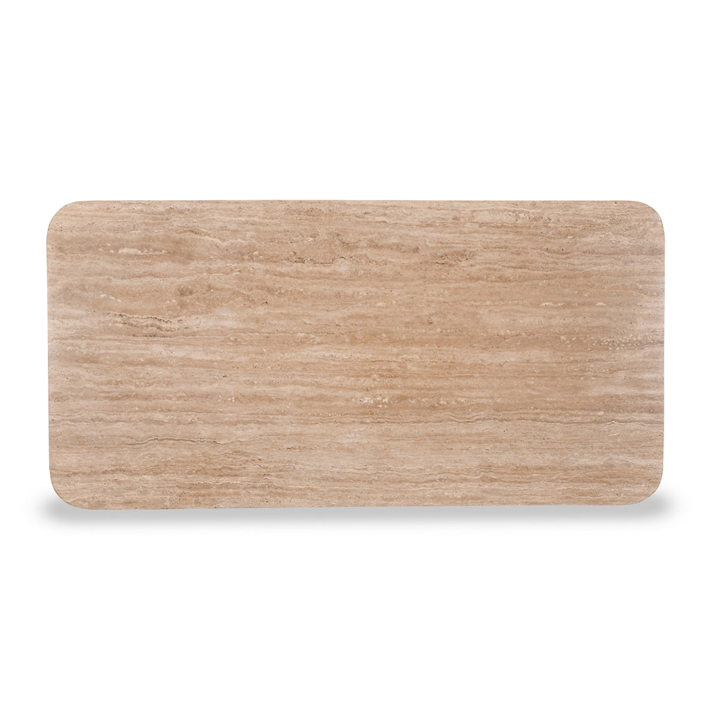 1.2m Travertine Top Venezia Coffee Table - White Base