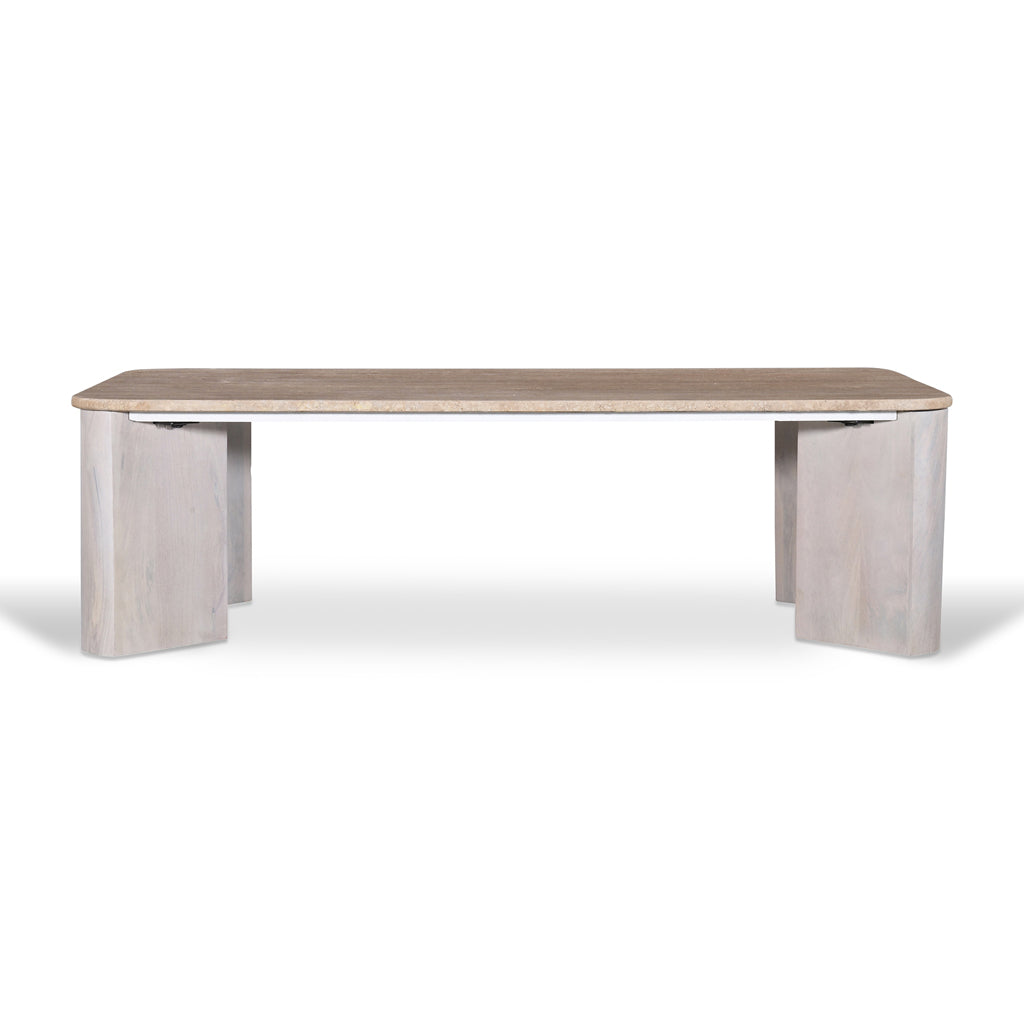1.2m Travertine Top Venezia Coffee Table - White Base