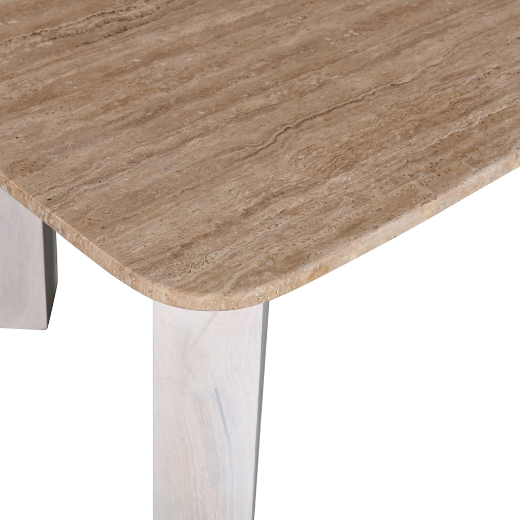 1.2m Travertine Top Venezia Coffee Table - White Base
