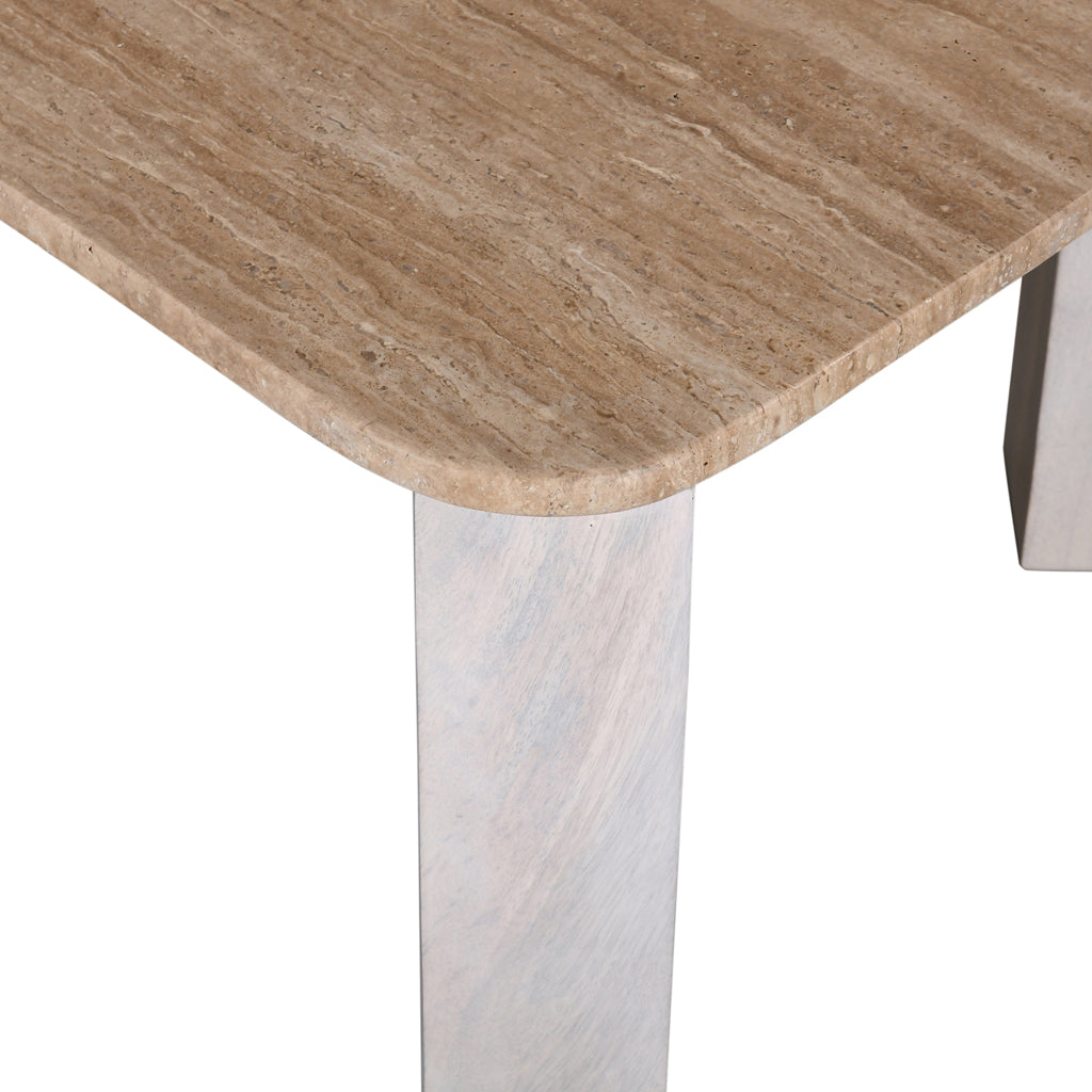 1.2m Travertine Top Venezia Coffee Table - White Base