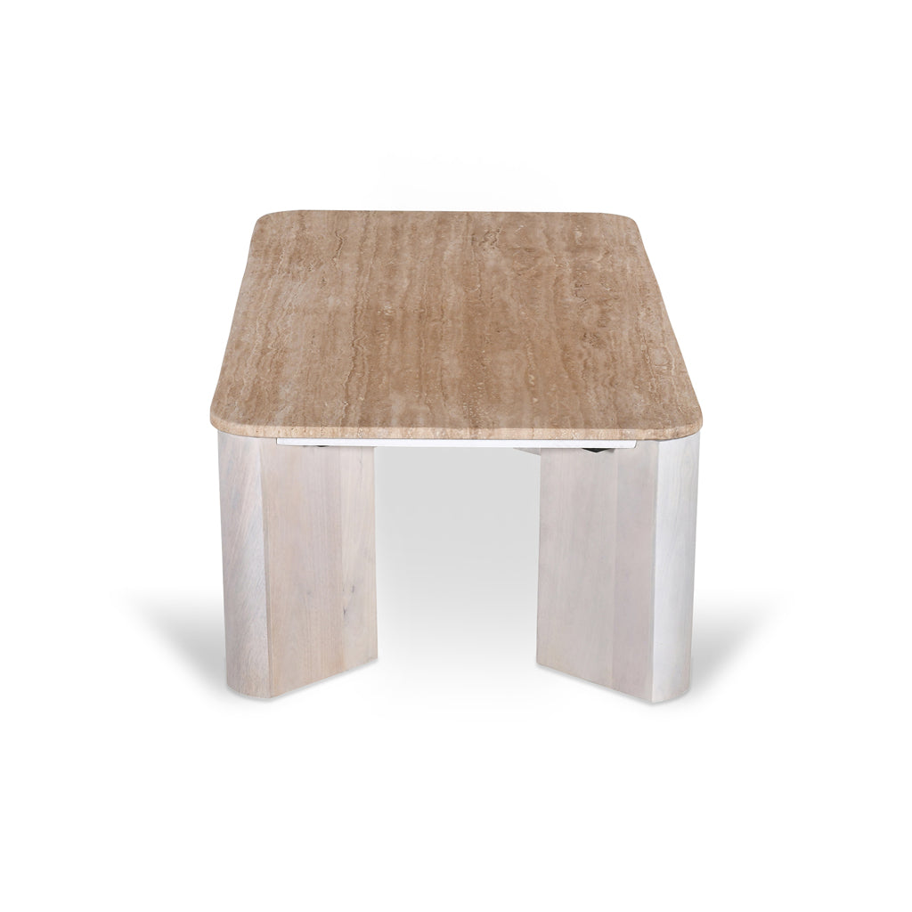 1.2m Travertine Top Venezia Coffee Table - White Base