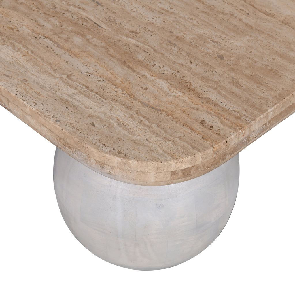 90cm Travertine Top Venezia Coffee Table - White