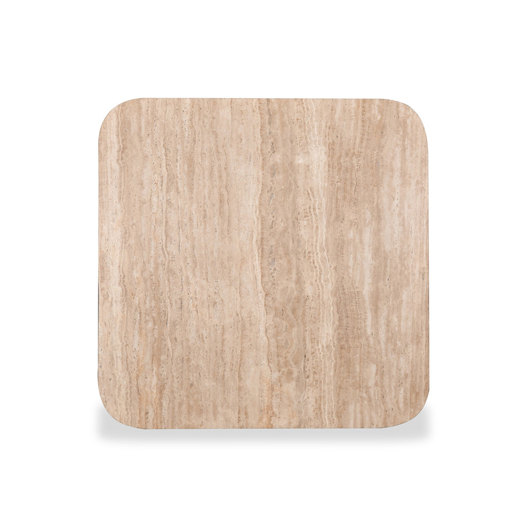 90cm Travertine Top Venezia Coffee Table - White