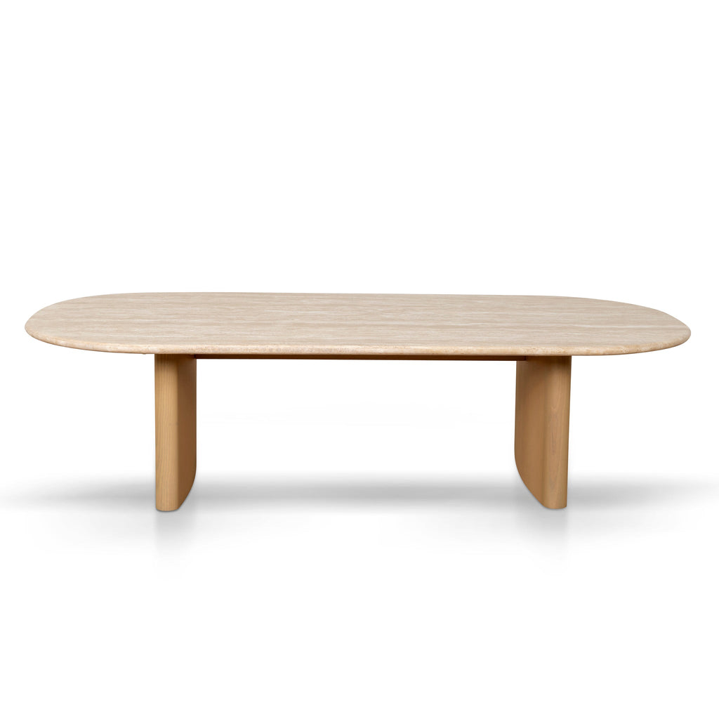 1.5m Travertine Top Venezia Coffee Table - Creme Ash