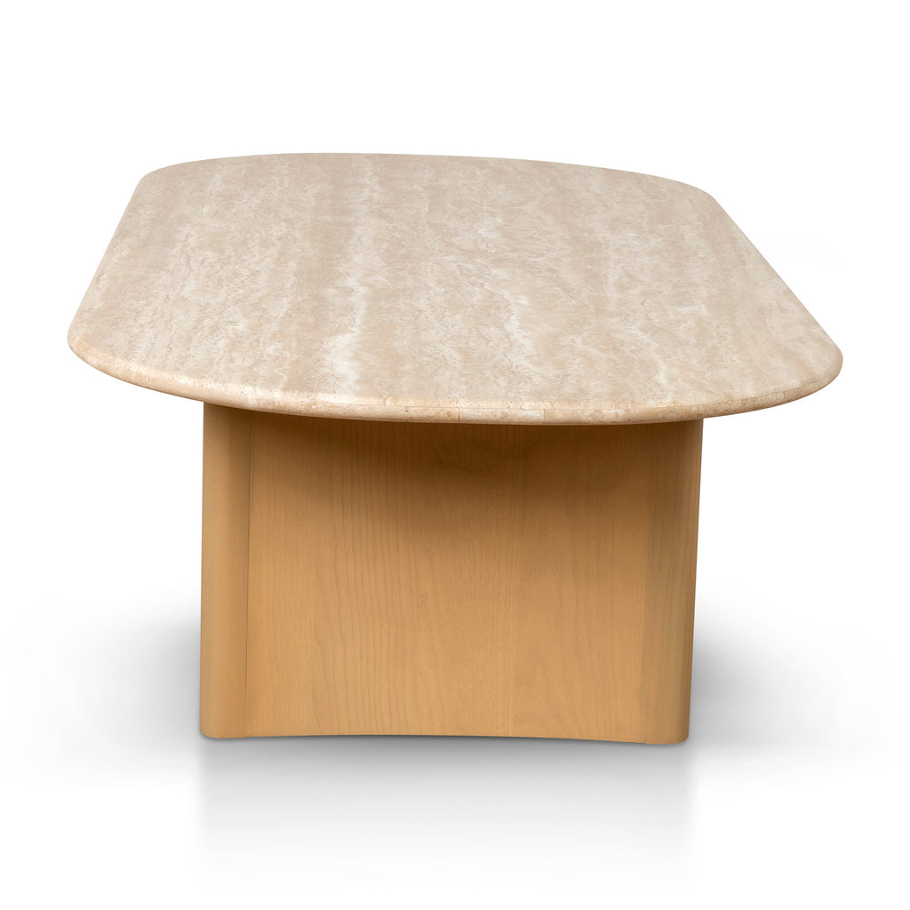 1.5m Travertine Top Venezia Coffee Table - Creme Ash