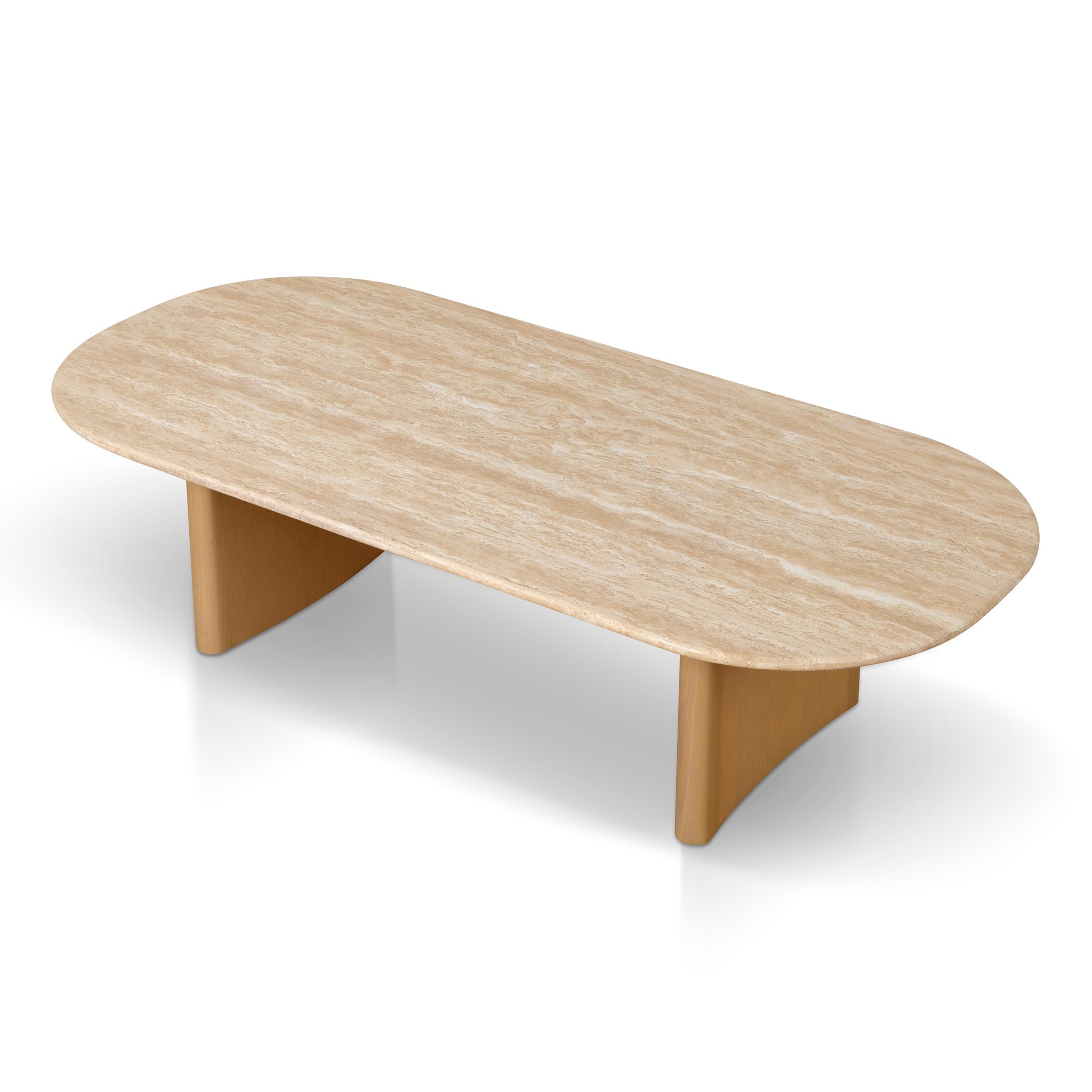 1.5m Travertine Top Venezia Coffee Table - Creme Ash