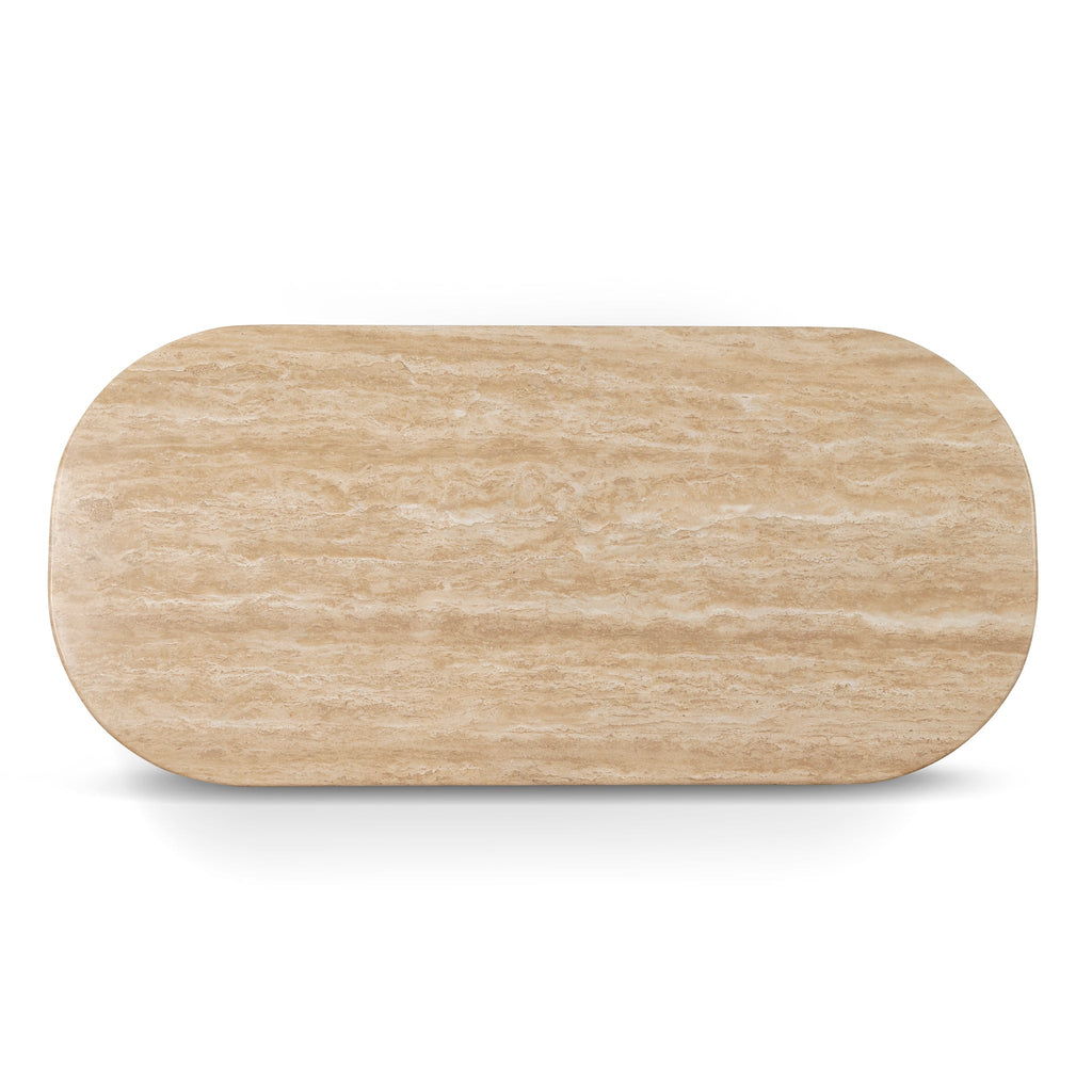 1.5m Travertine Top Venezia Coffee Table - Creme Ash