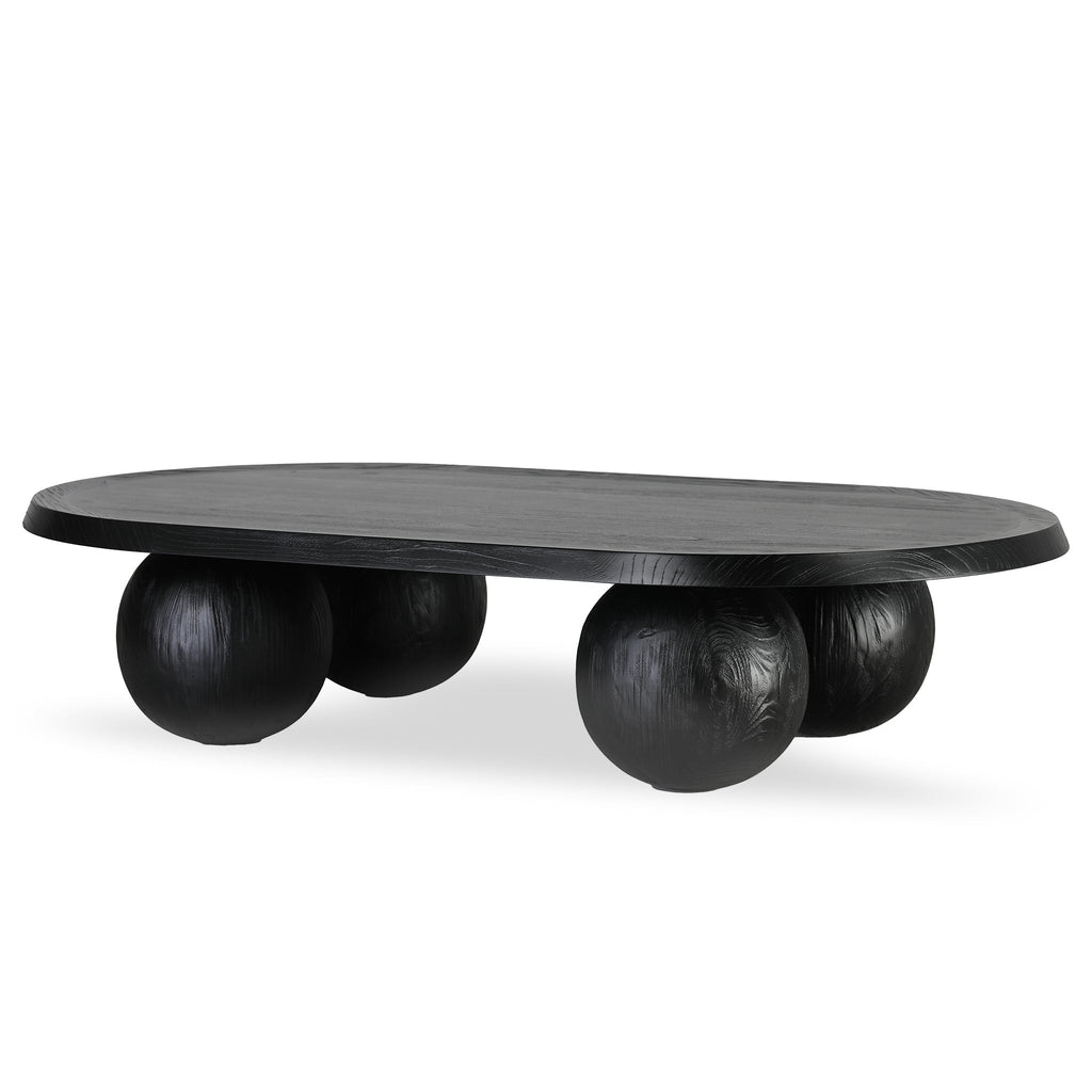 1.4m Elm Oval Venezia Coffee Table - Full Black