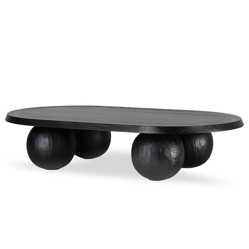 1.4m Elm Oval Venezia Coffee Table - Full Black