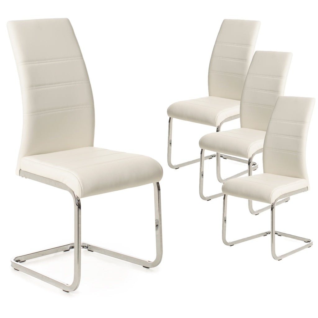 Linen Dining Chair White  (Set of 2)