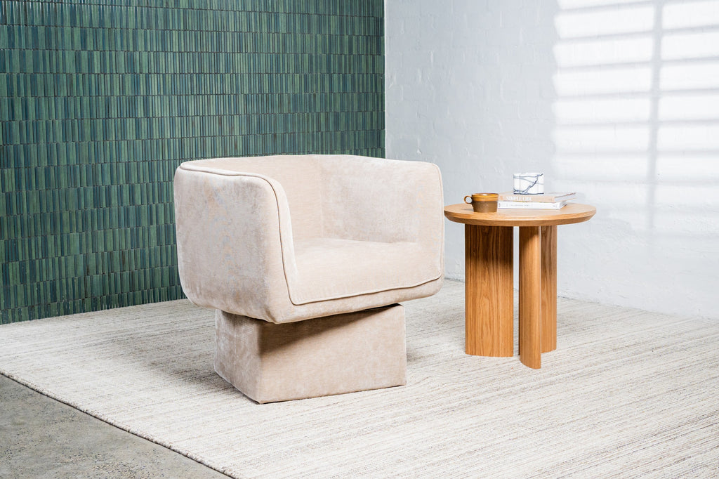 Velvet Swivel Occasional Chair Latte