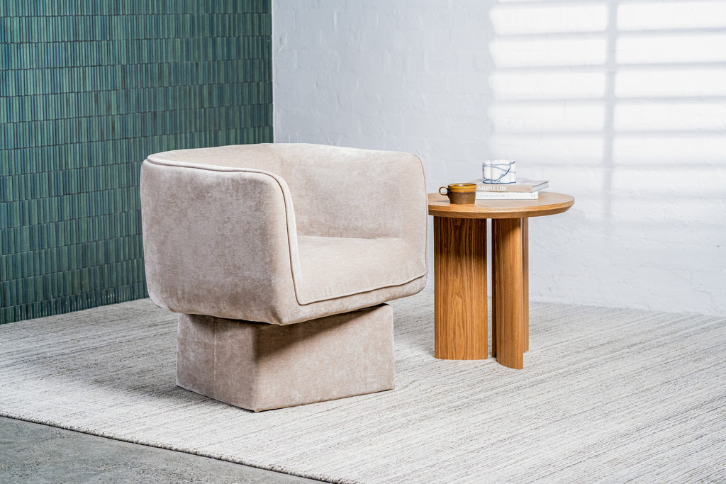 Velvet Swivel Occasional Chair Latte