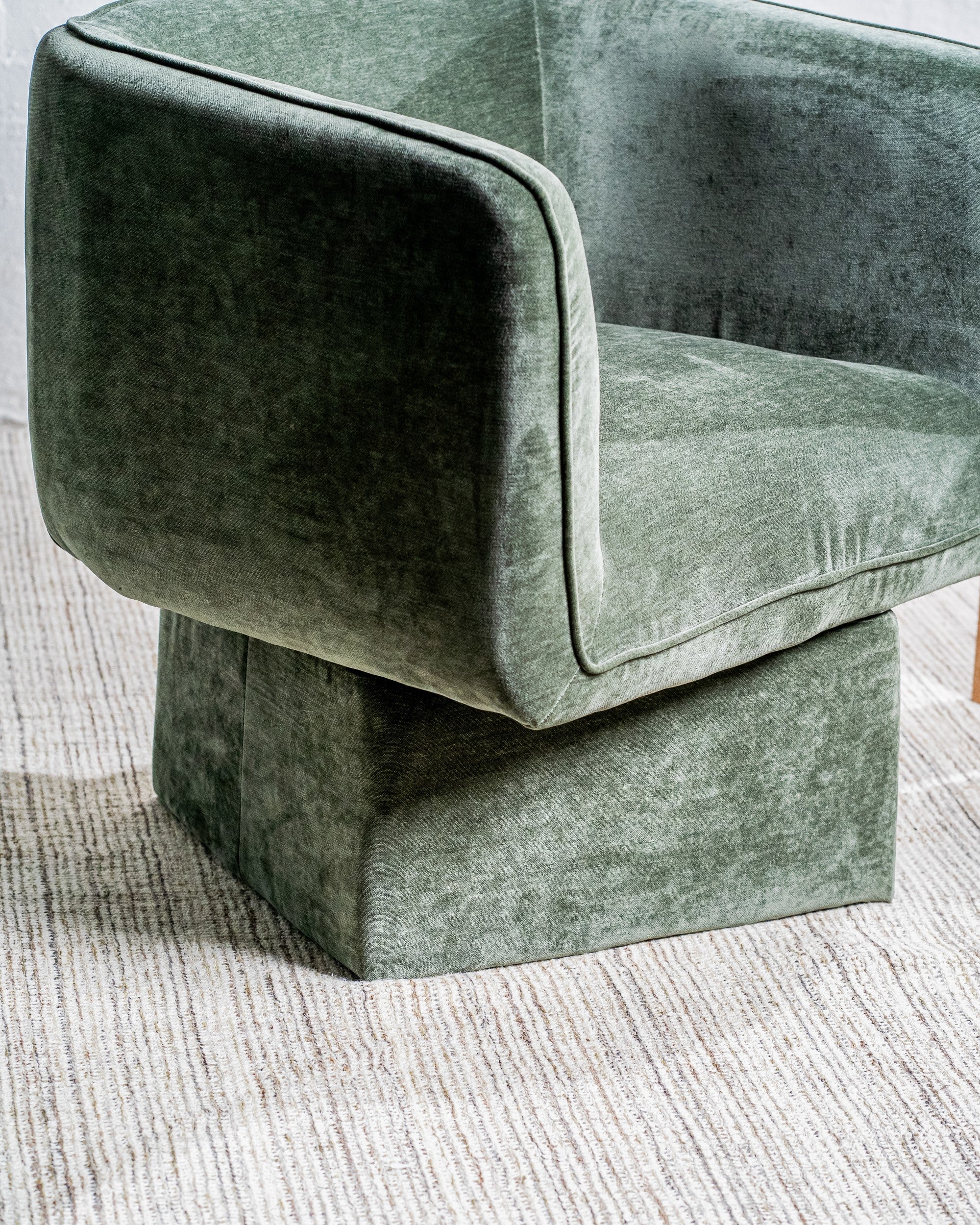 Velvet Swivel Occasional Chair Olive