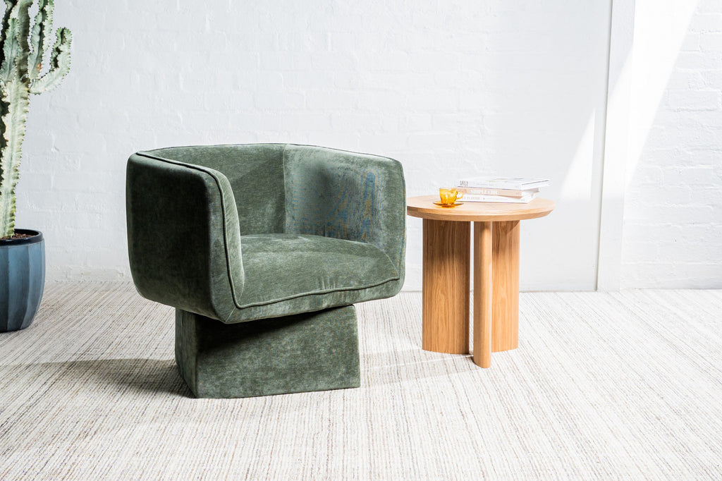Velvet Swivel Occasional Chair Olive