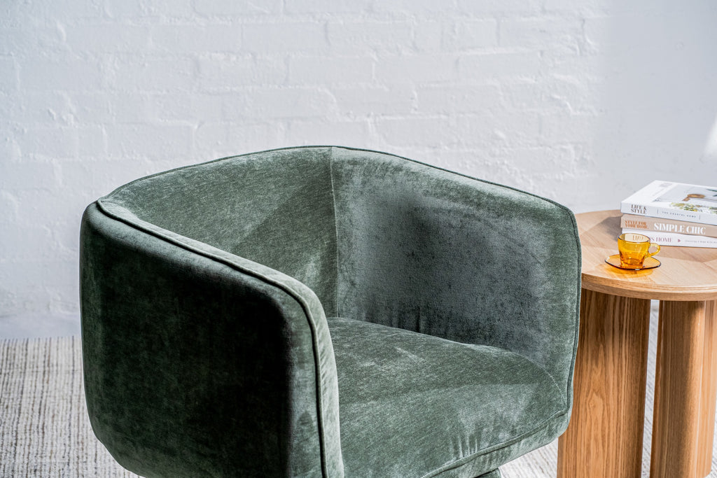 Velvet Swivel Occasional Chair Olive