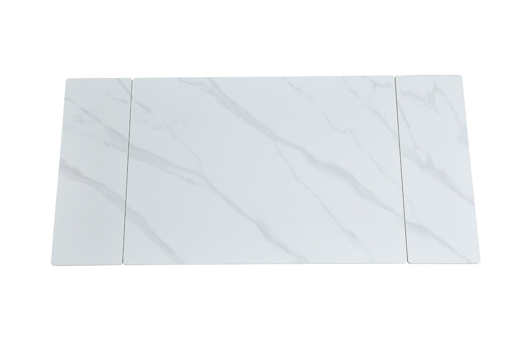 Blanca Extension Dining Table Snow White Ceramic