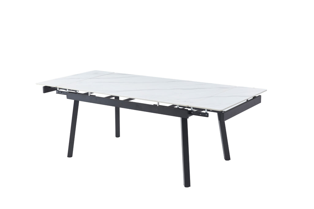 Blanca Large Extension Dining Table Snow White Ceramic