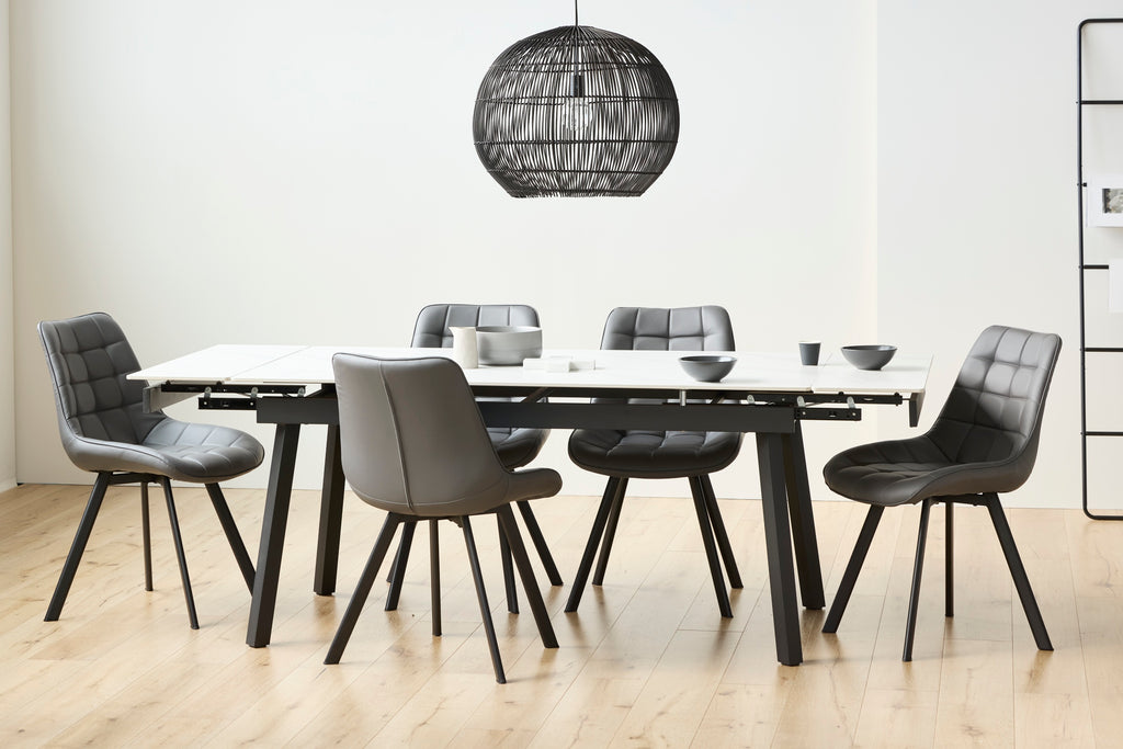 Blanca Large Extension Dining Table Snow White Ceramic