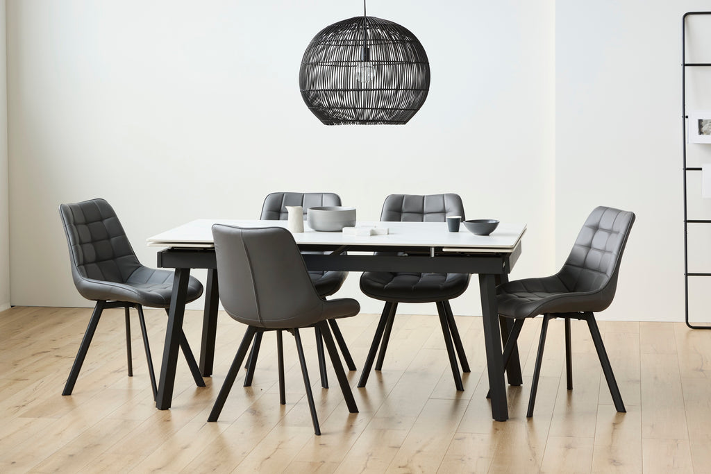 Blanca Large Extension Dining Table Snow White Ceramic