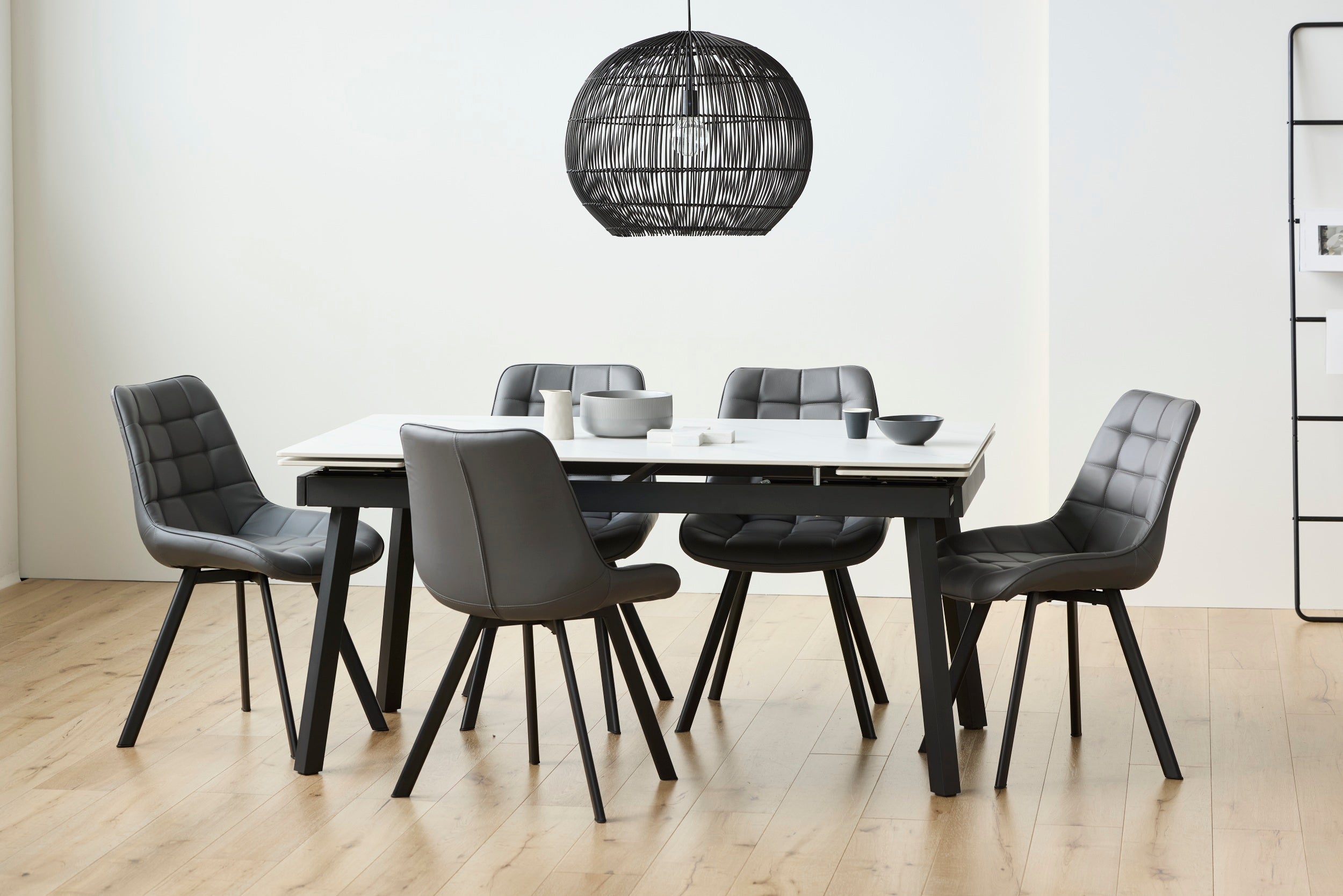 Blanca Large Extension Dining Table Snow White Ceramic