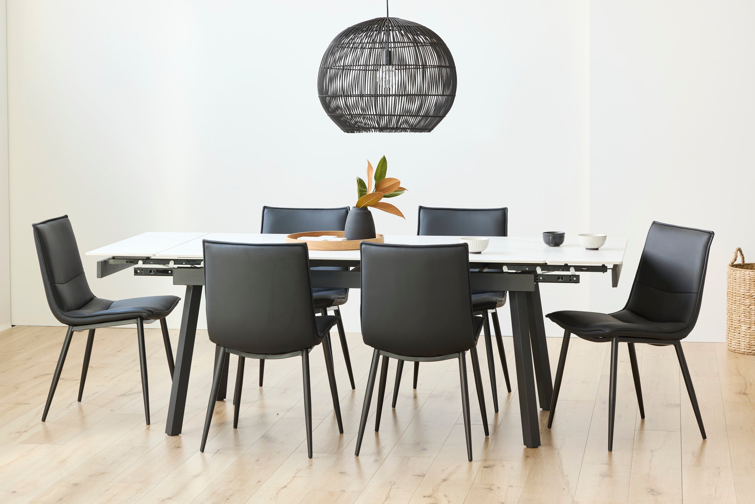 Blanca Large Extension Dining Table Snow White Ceramic