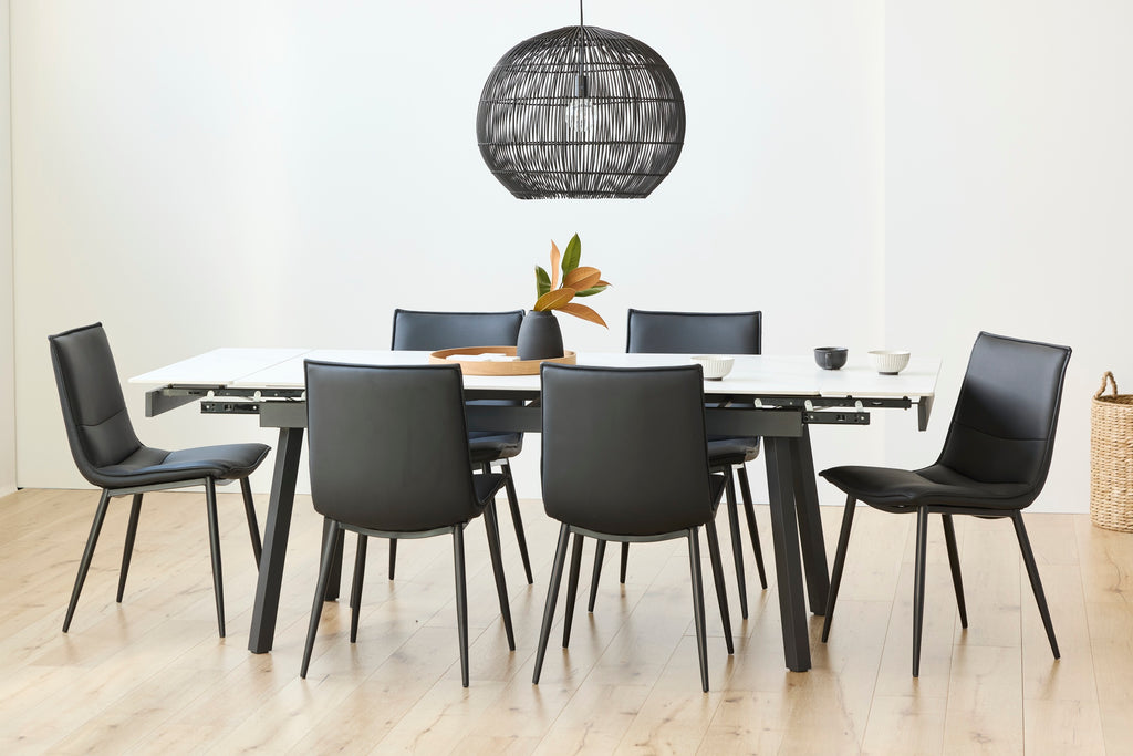 Blanca Extension Dining Table Snow White Ceramic