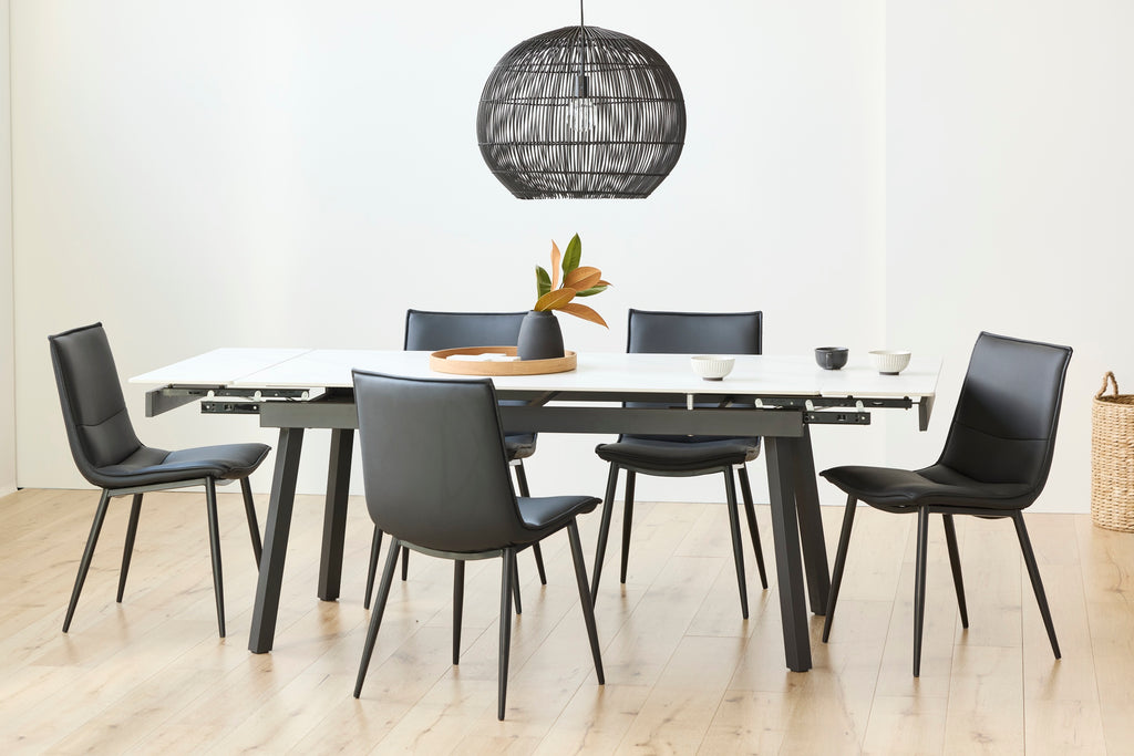Blanca Large Extension Dining Table Snow White Ceramic