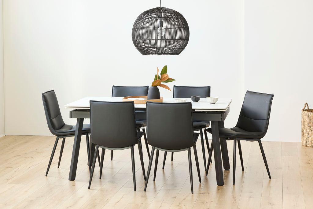 Blanca Extension Dining Table Snow White Ceramic