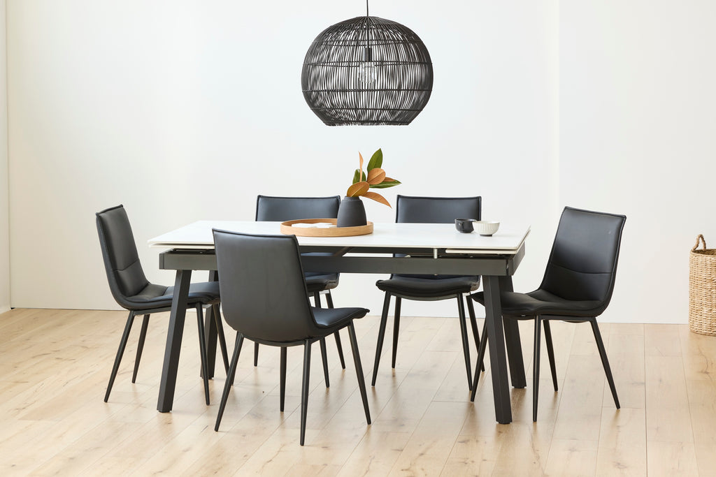 Blanca Extension Dining Table Snow White Ceramic
