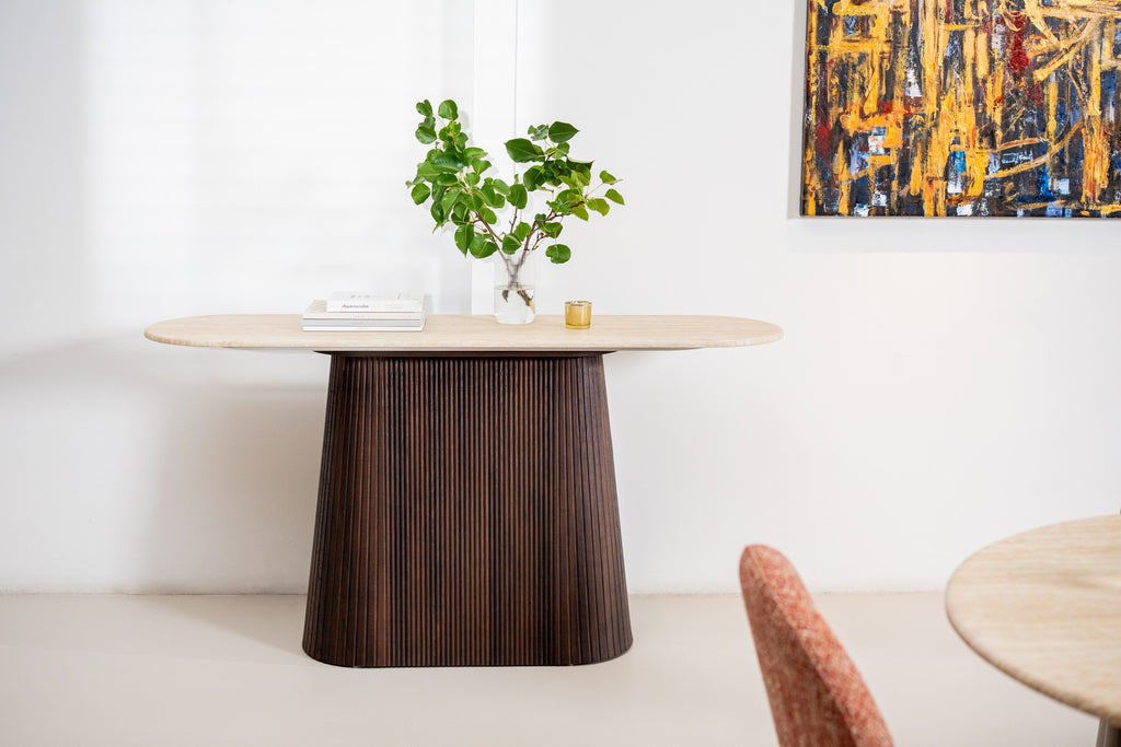 Travert Console Table Travertine