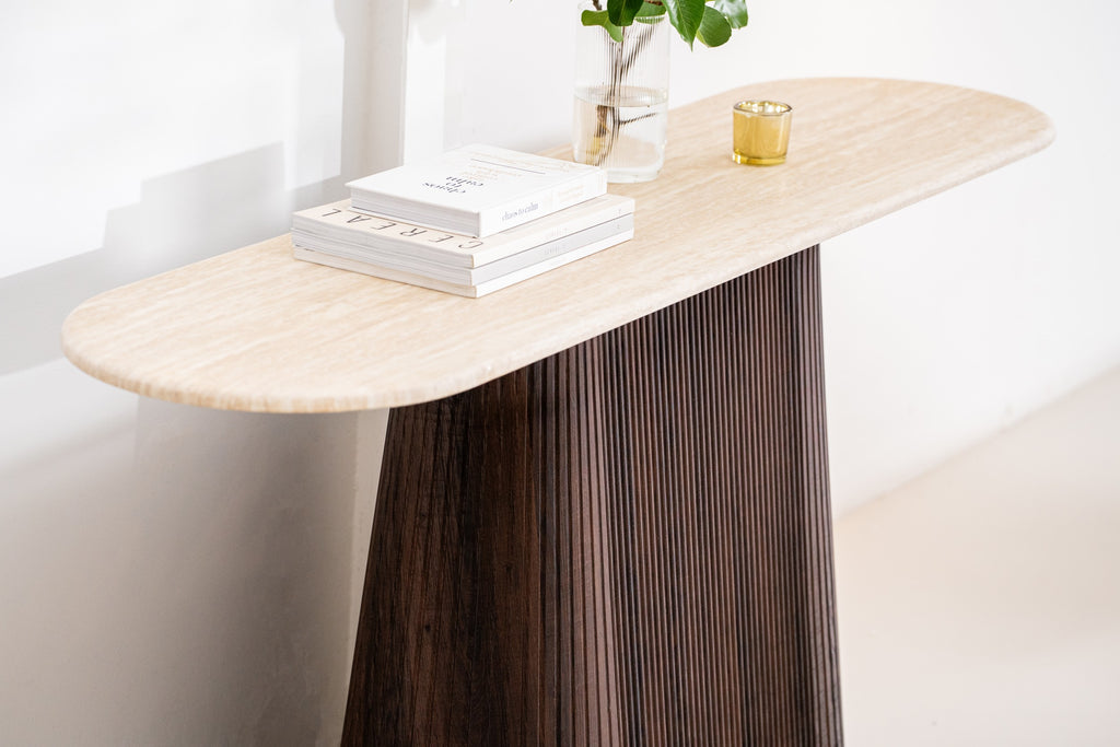 Travert Console Table Travertine