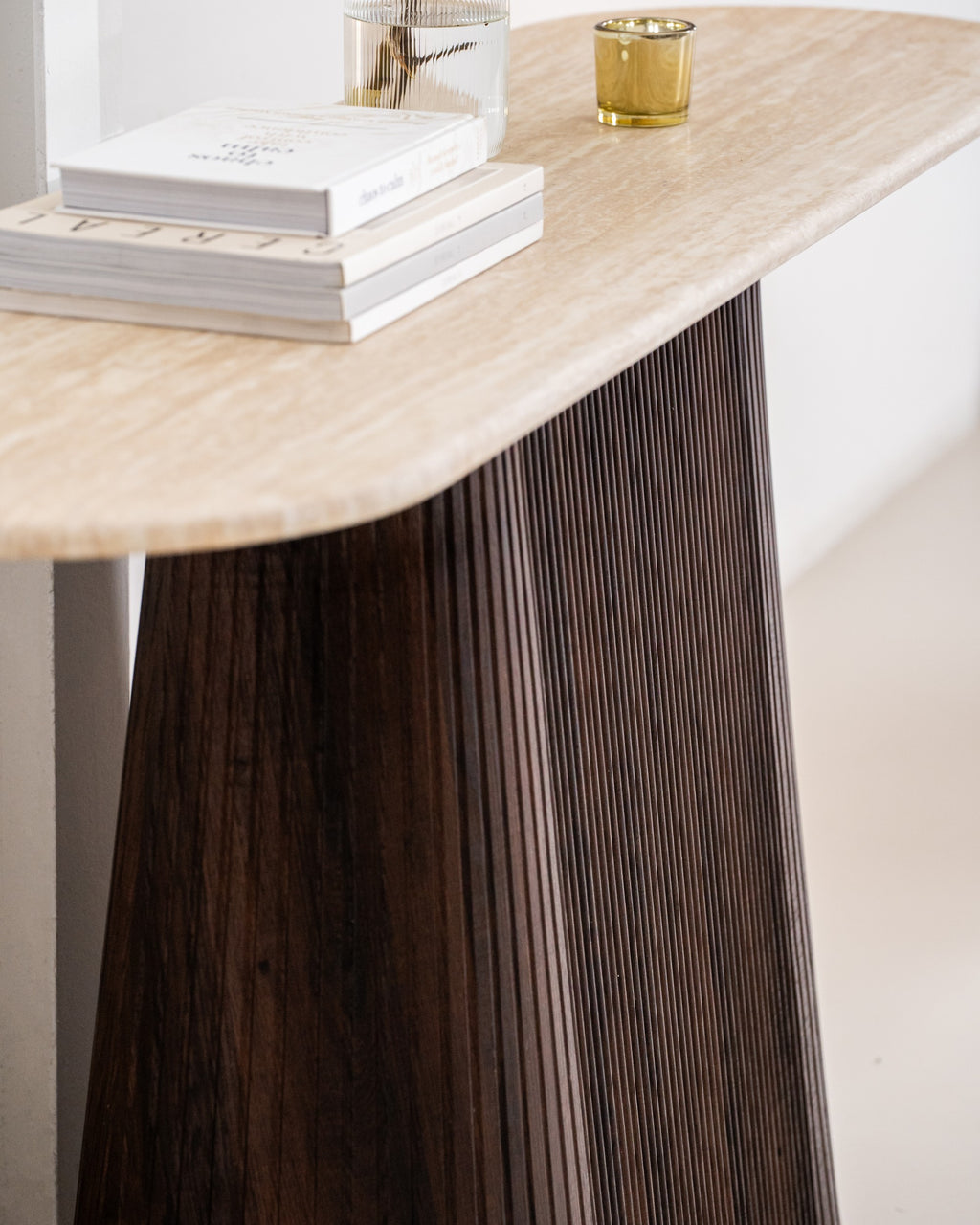 Travert Console Table Travertine