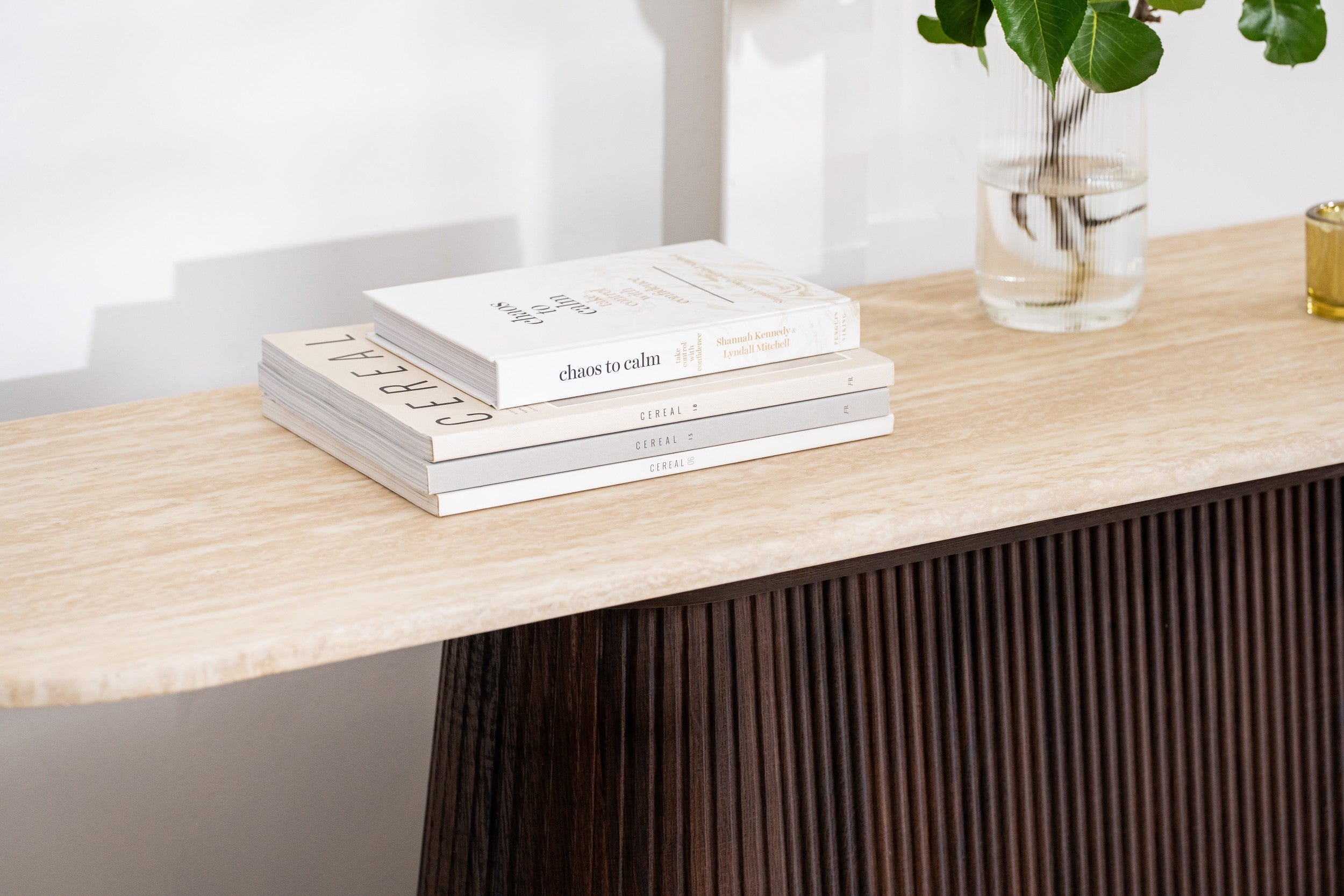 Travert Console Table Travertine