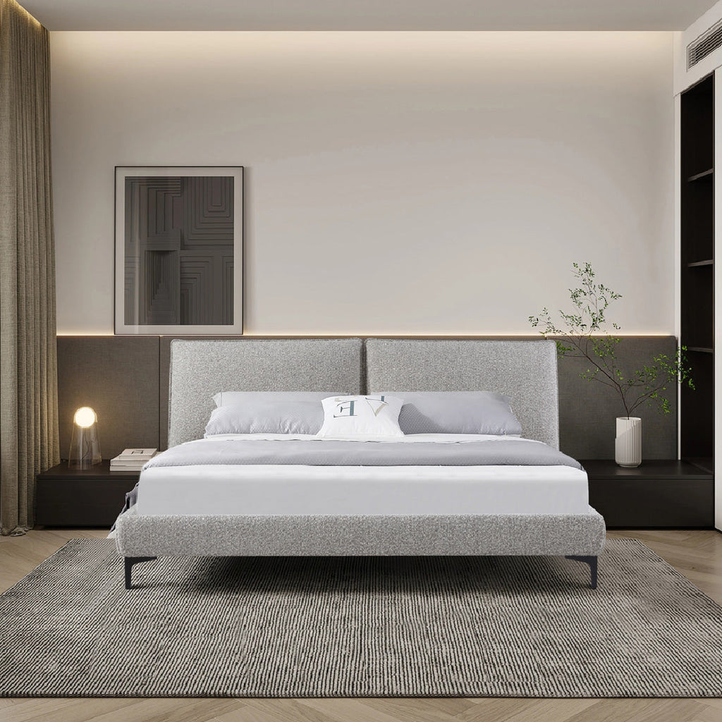 Fabric Queen Lazio Bed Frame - Olive Brown Boucle