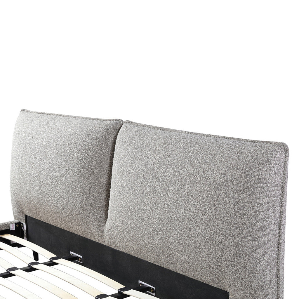 Fabric Queen Lazio Bed Frame - Olive Brown Boucle
