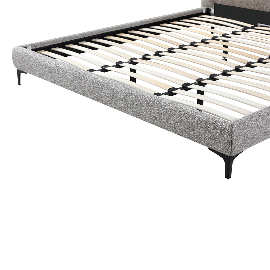 Fabric King Lazio Bed Frame - Olive Brown Boucle