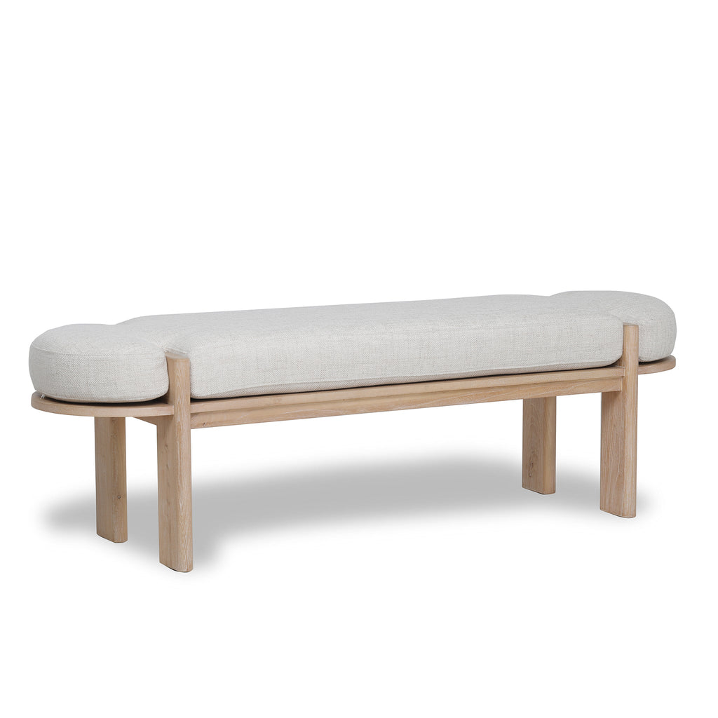 1.6m Light Natural Elm Bergamo Bench- Natural Linen