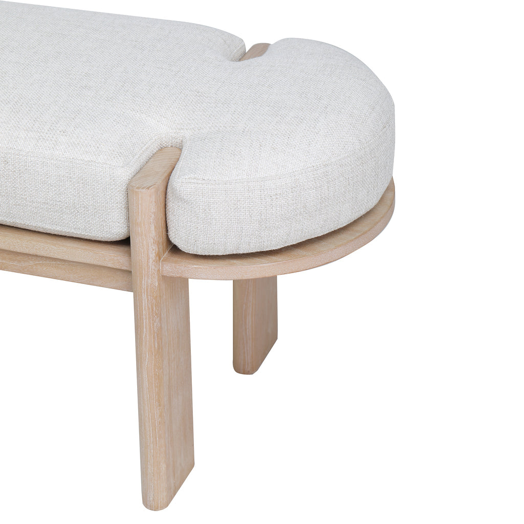 1.6m Light Natural Elm Bergamo Bench- Natural Linen