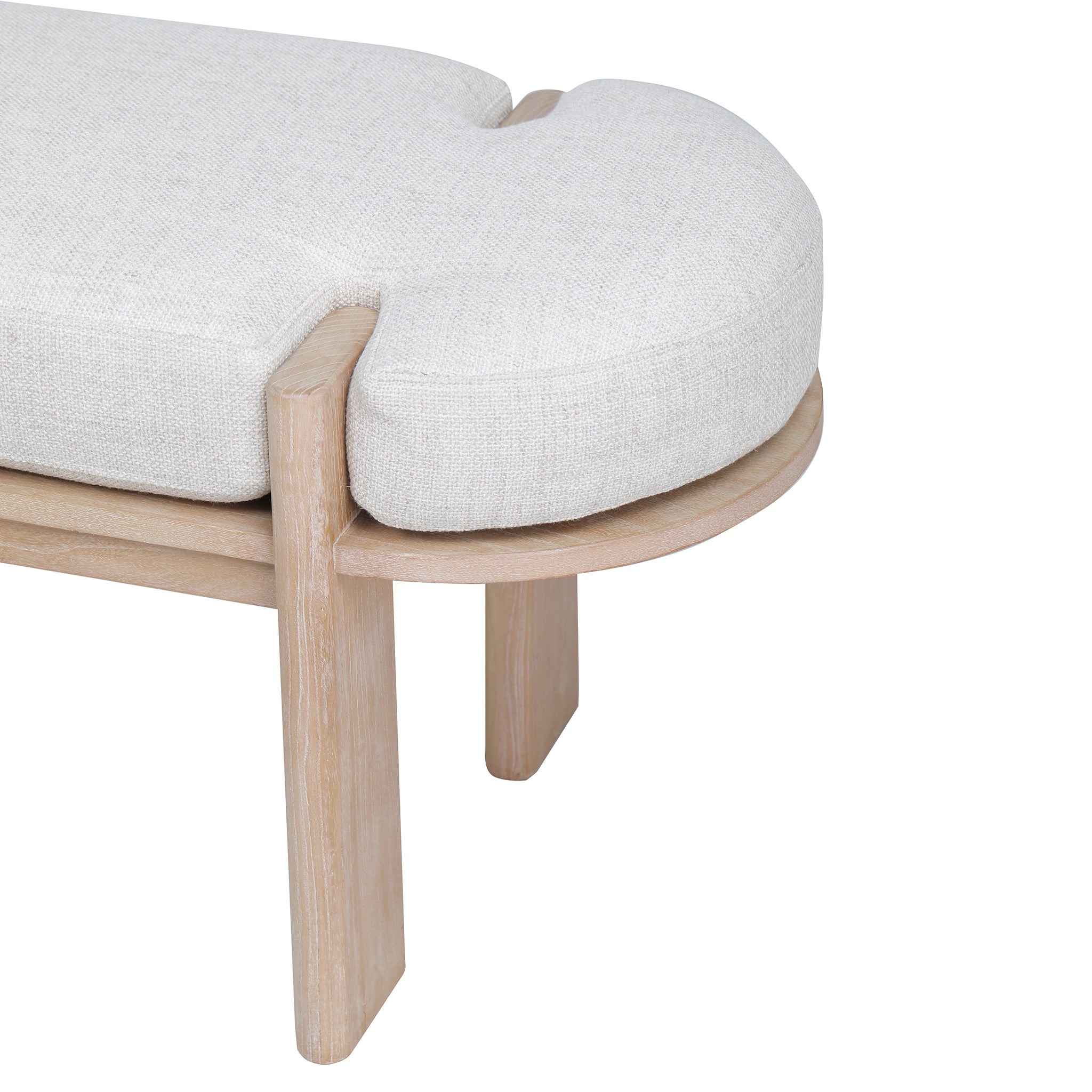 1.6m Light Natural Elm Bergamo Bench- Natural Linen