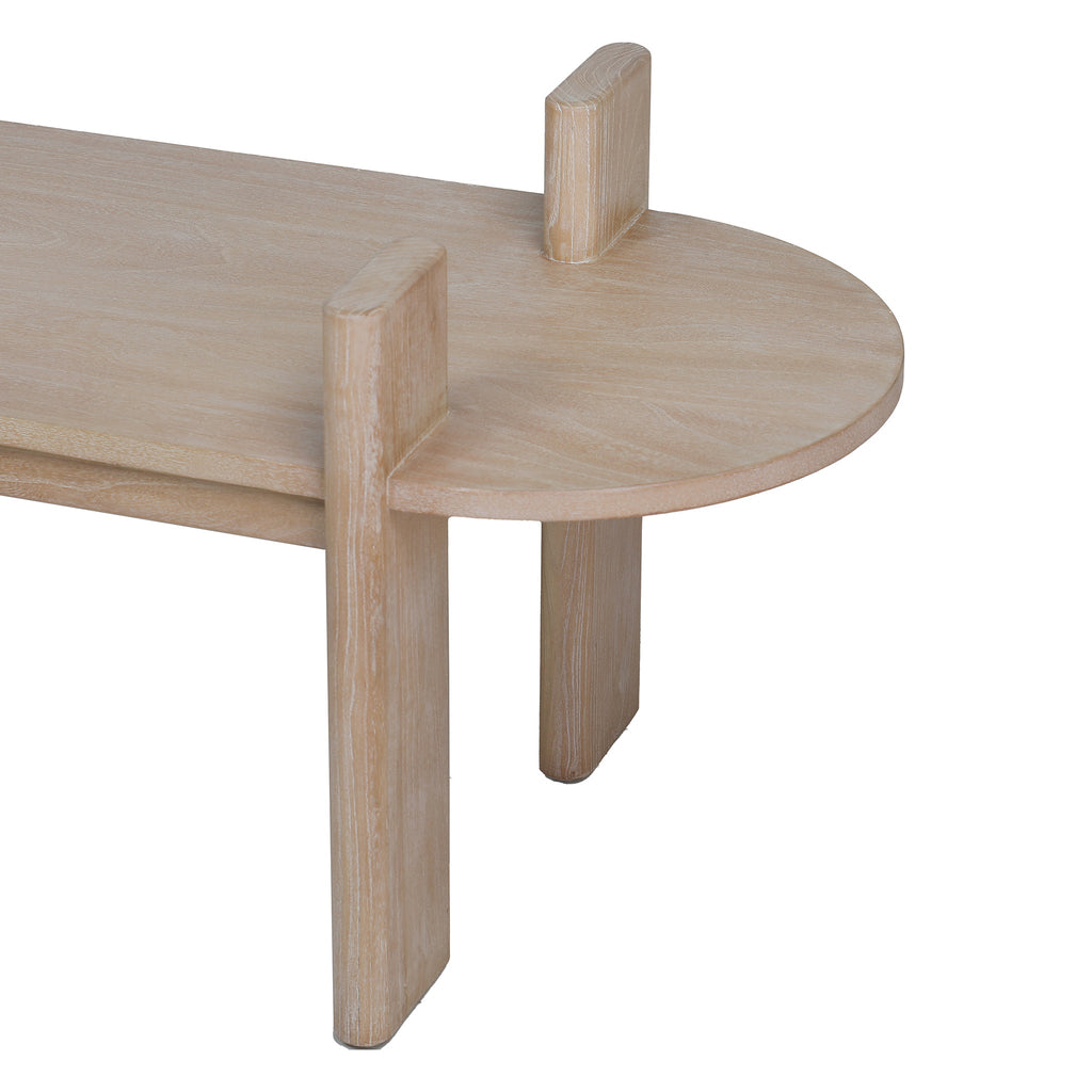 1.6m Light Natural Elm Bergamo Bench- Natural Linen