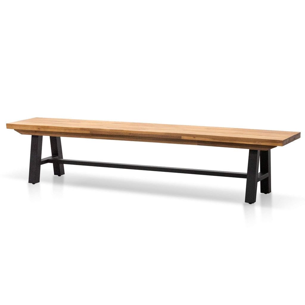 Outdoor Wooden Bergamo Bench- Natural Top and Black Legs