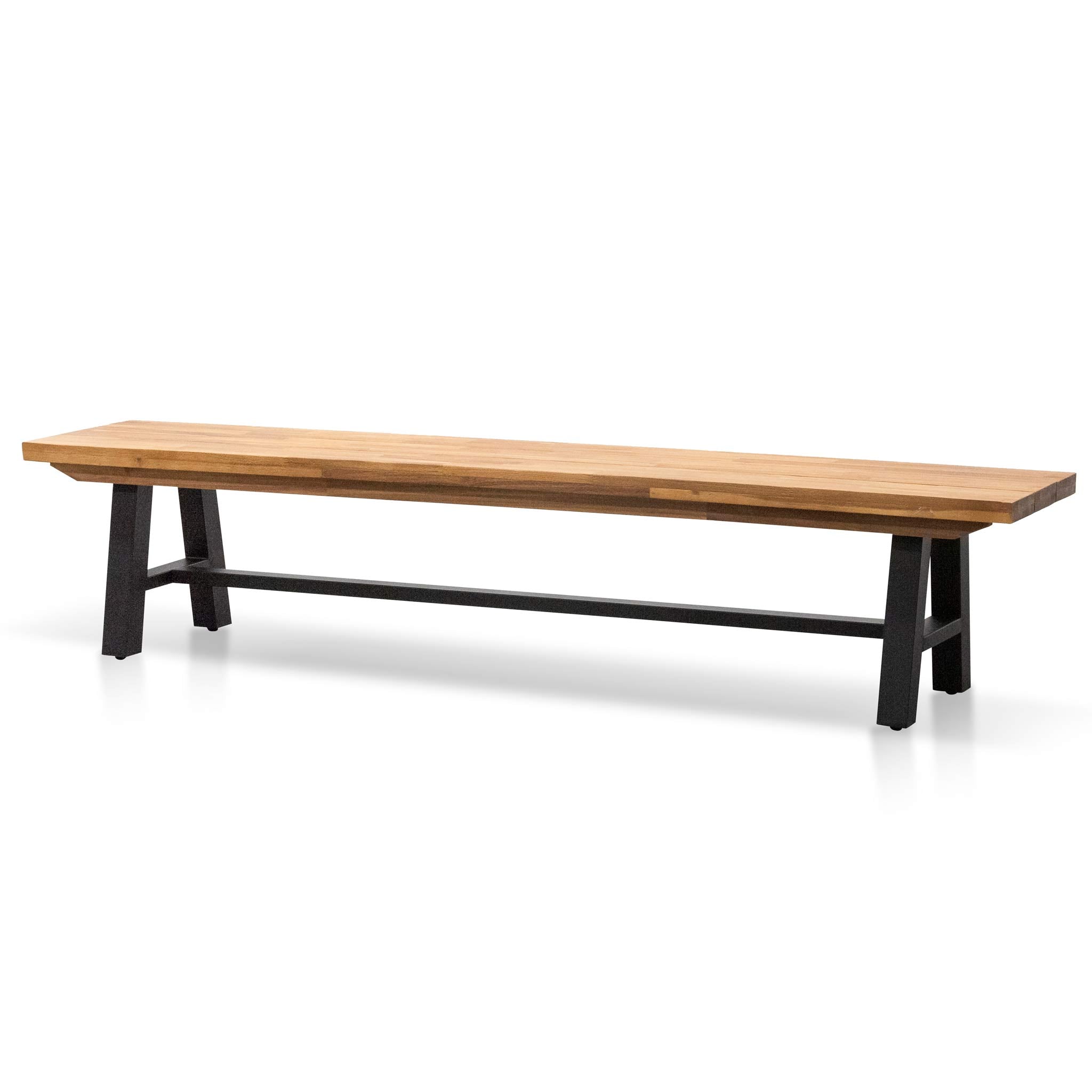 Outdoor Wooden Bergamo Bench- Natural Top and Black Legs