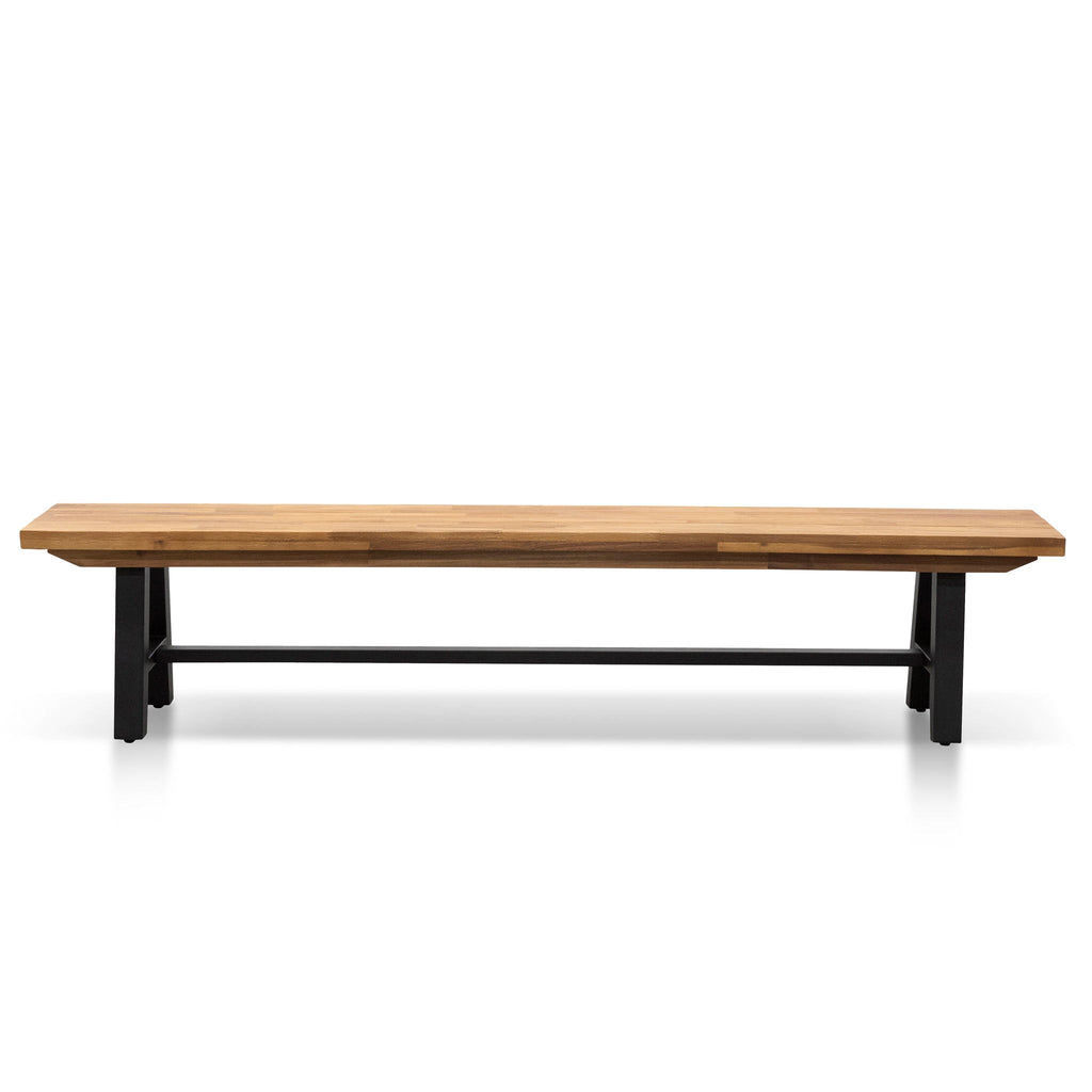 Outdoor Wooden Bergamo Bench- Natural Top and Black Legs